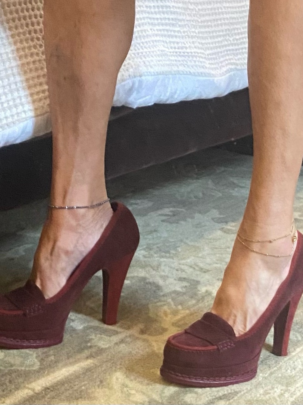 Yves Saint Laurent Burgundy Platform Loafers